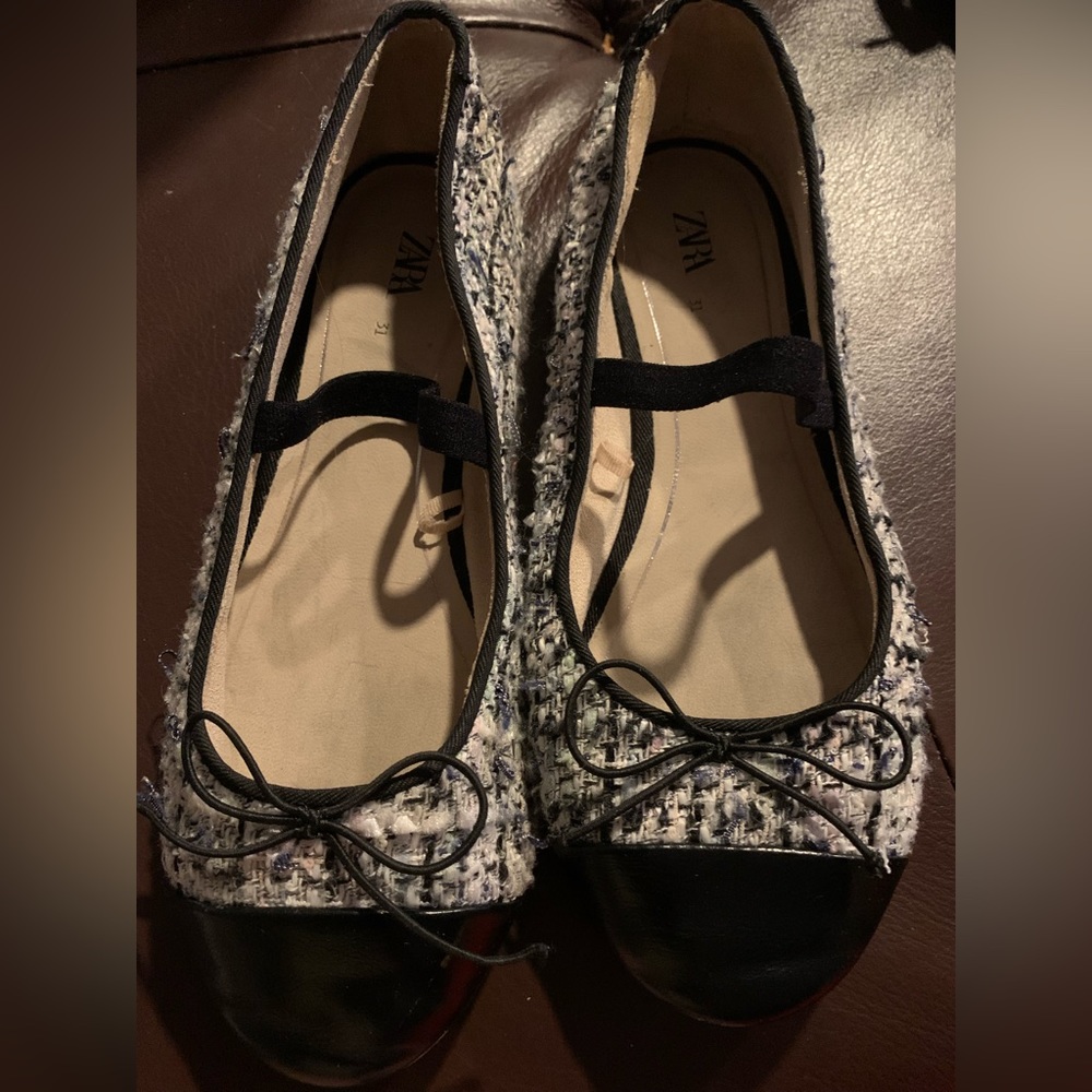 ZARA Tweed ballet flats
